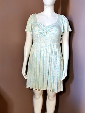 NWT TORRID aqua blue supersoft knit mini skater dress size 1 (14-16)